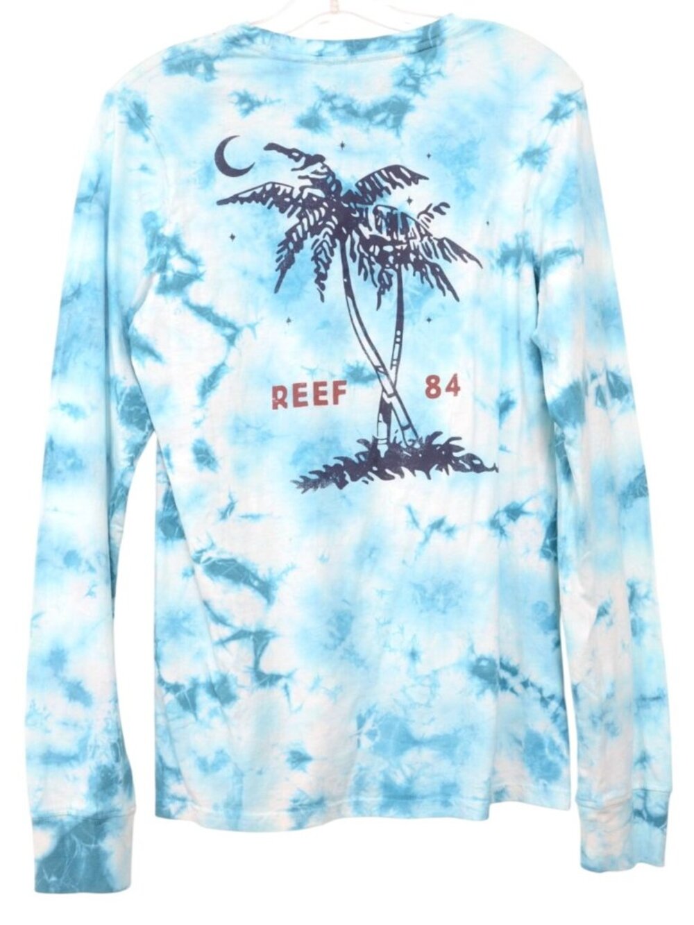 NWT Reef Noche Long Sleeve T-shirt Mens SM Ocean Blue Tie Dye Tee Surfer Beach